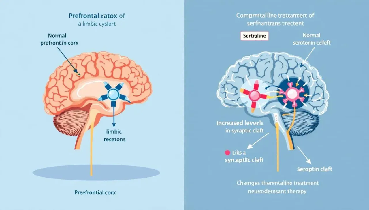schemat działania leków SSRI w mózgu