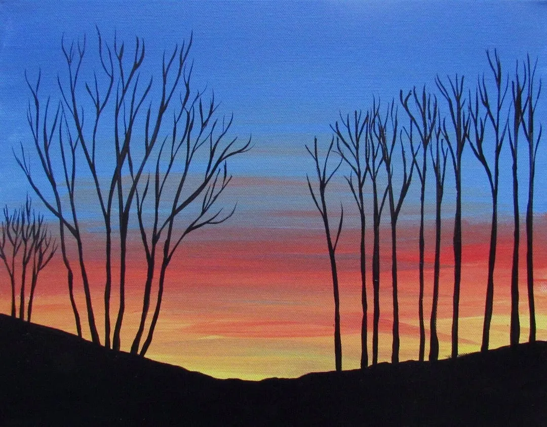 zachód słońca sylwetka krajobraz