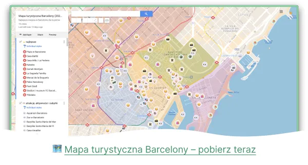 Mapa dzielnic Barcelony z rekomendacjami noclegowymi
