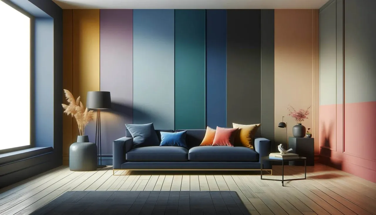 Zdjęcie Granatowa ściana w salonie: 7 najlepszych połączeń kolorów