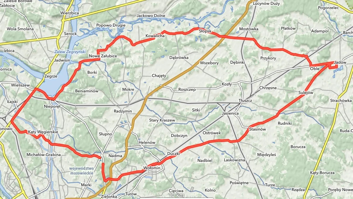 Trasa motocyklowa Zalew Zegrzyński droga leśna