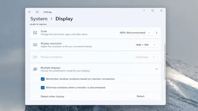 ustawienia wyświetlania windows 11