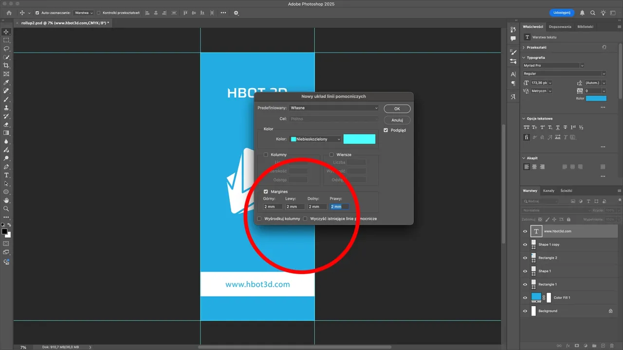 Photoshop nowe dokumenty ustawienia spady