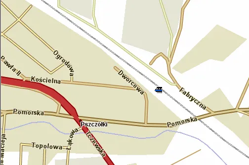 Pszcz&oacute;łki Dworzec Kolejowy przystanek autobusowy mapa