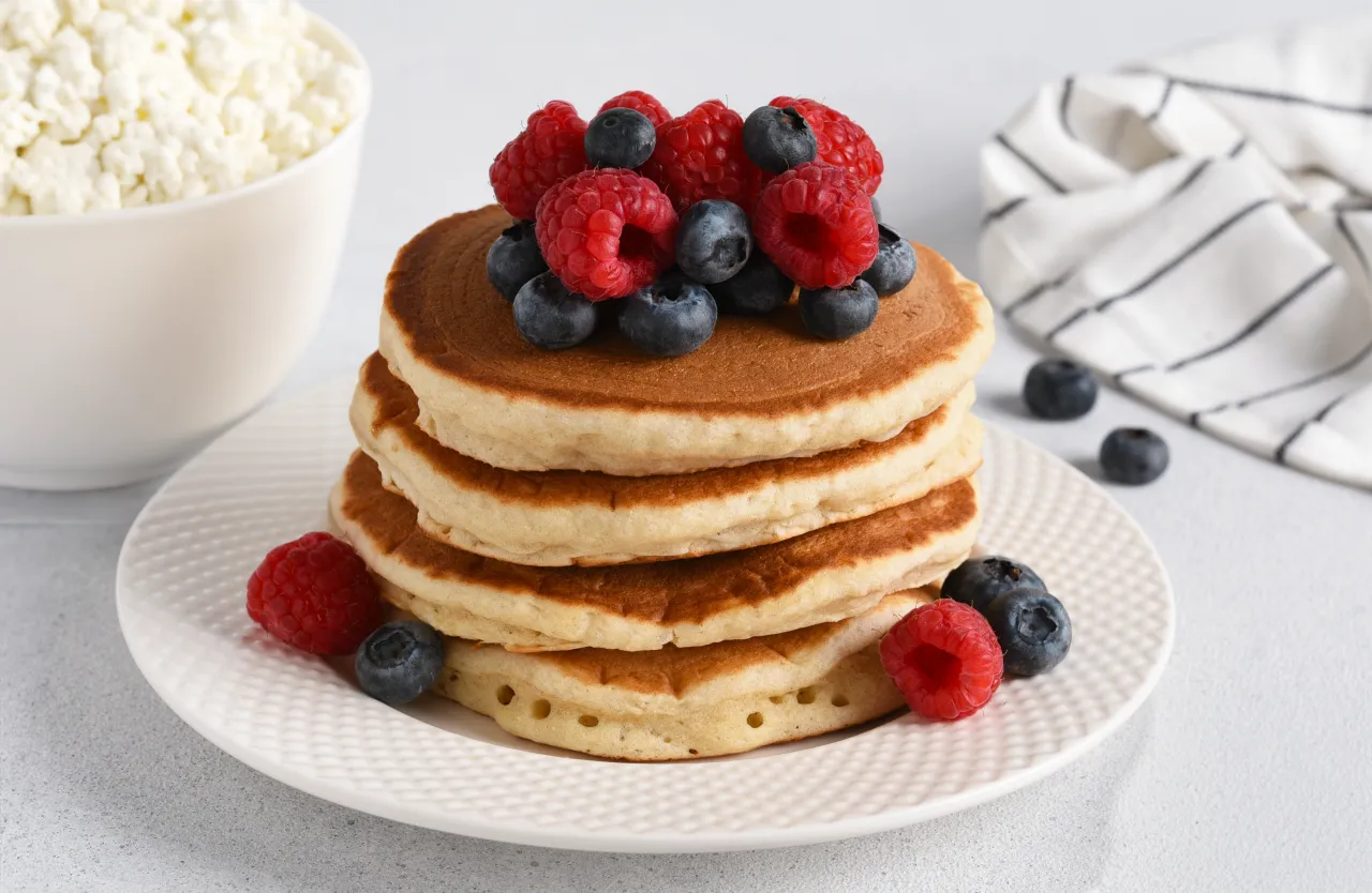 Puszyste placuszki z malinami i borówkami, idealne na śniadanie. Dowiedz się, jak zrobić proteinowe pancakes!