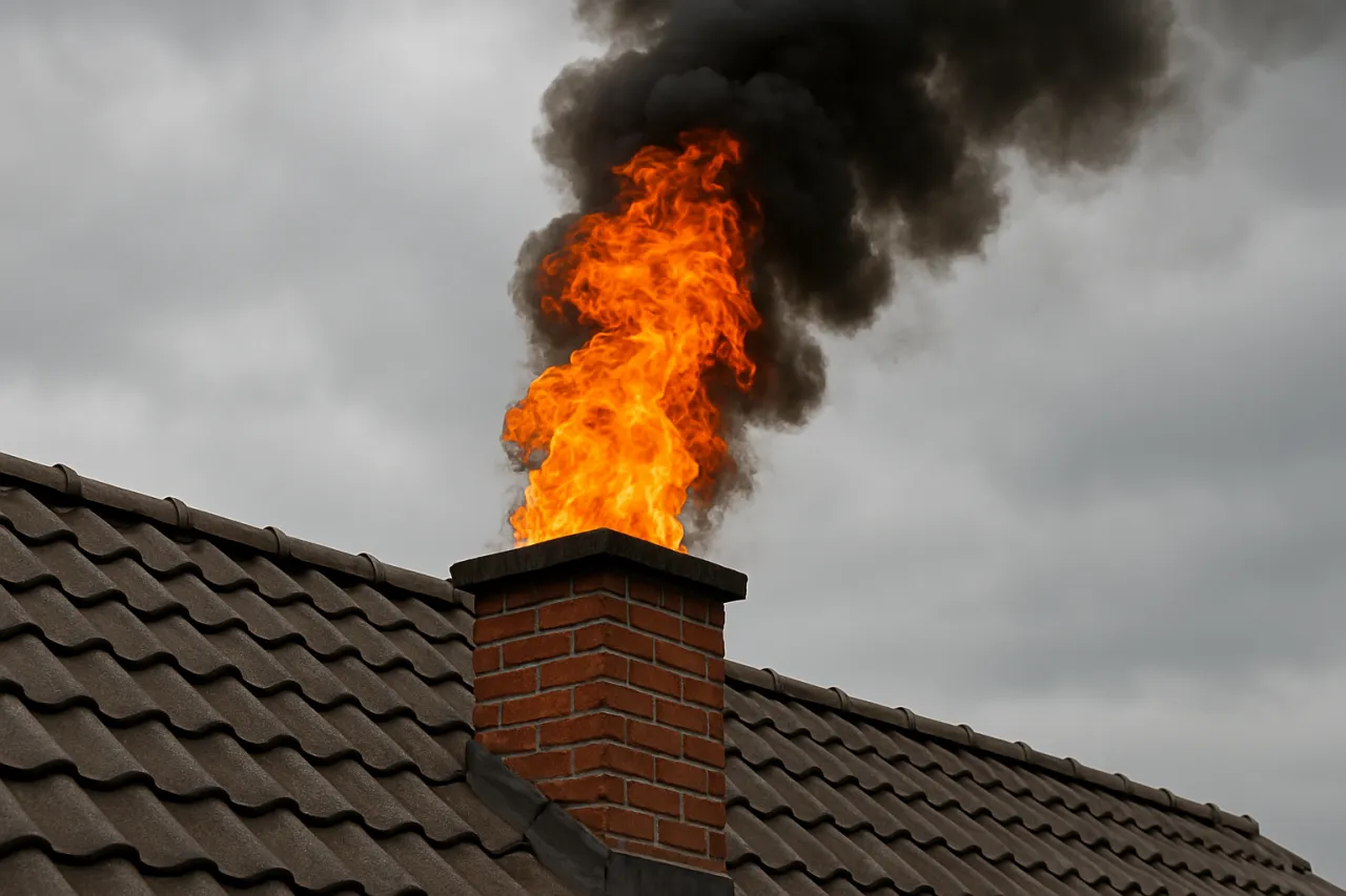 pożar sadzy komin płomienie