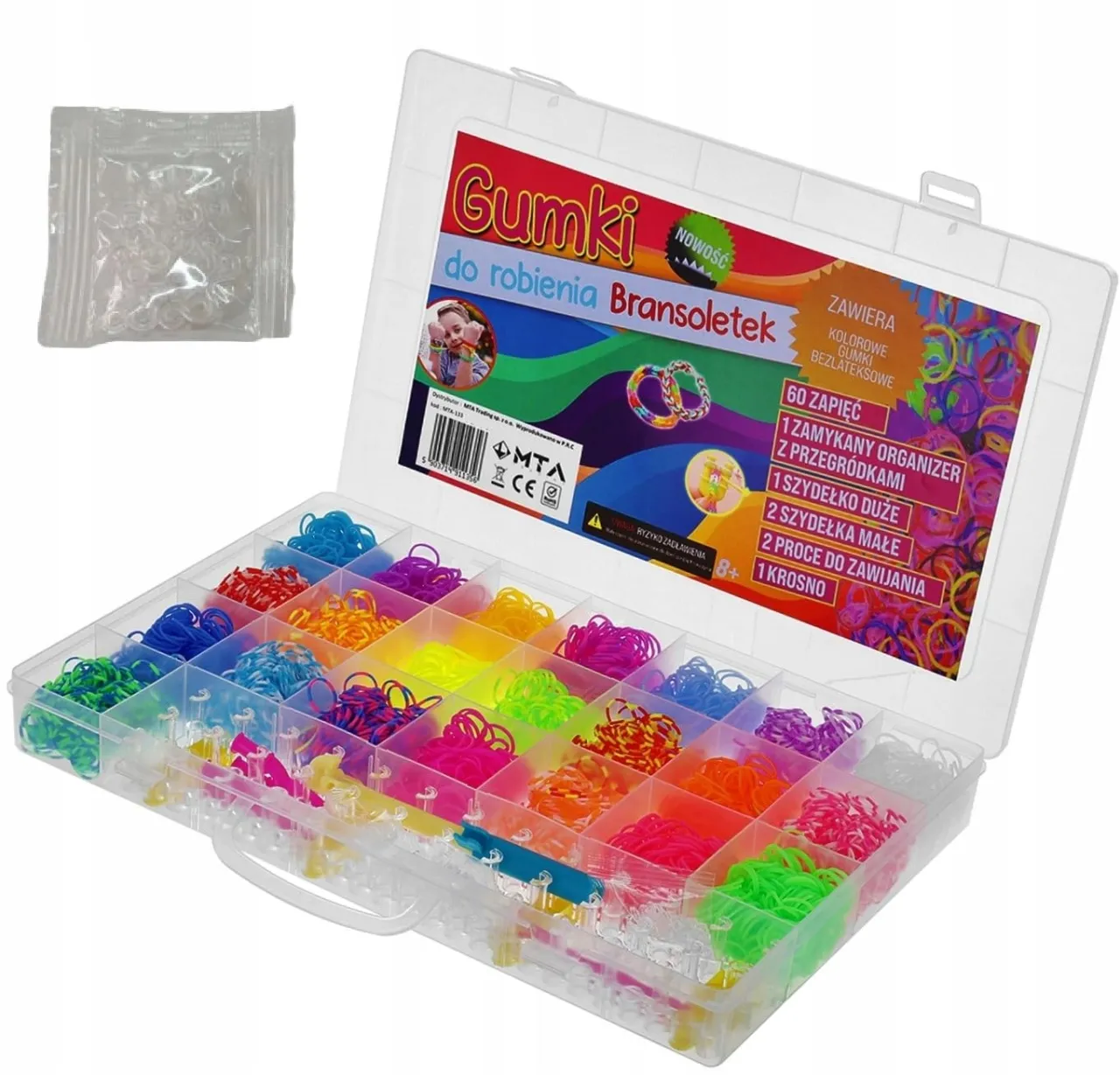 opakowanie gumek do bransoletek z oznaczeniem CE