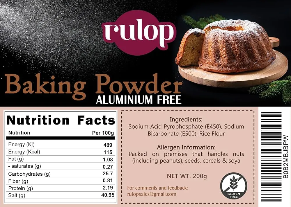 etykieta proszku do pieczenia bez aluminium