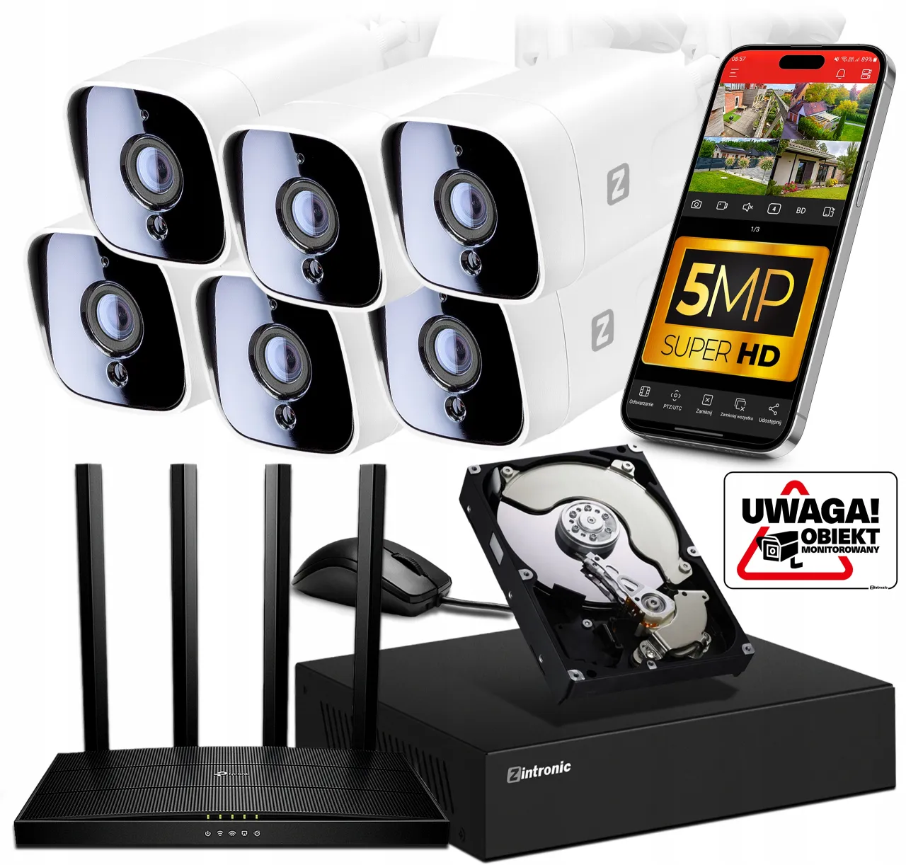 sprzęt do monitoringu kamera wifi rejestrator router