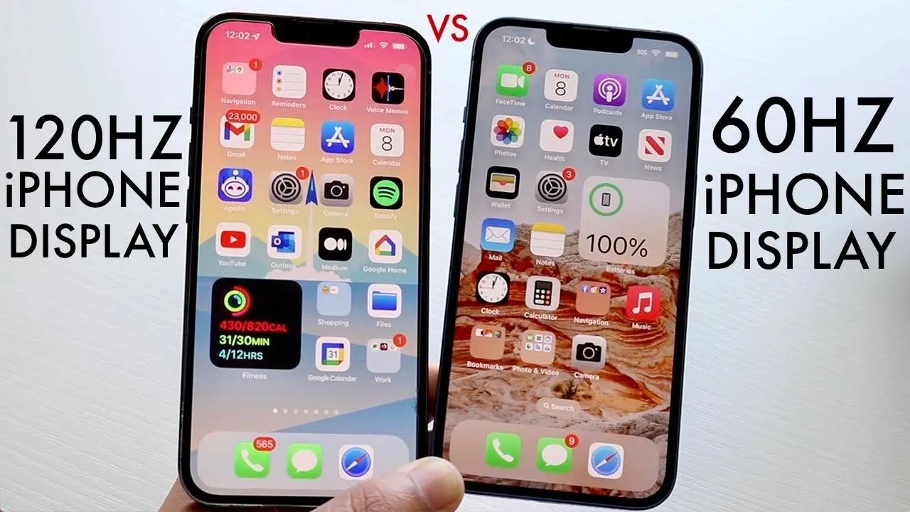 iPhone 13 Pro ekran ProMotion 120 Hz vs 60 Hz porównanie