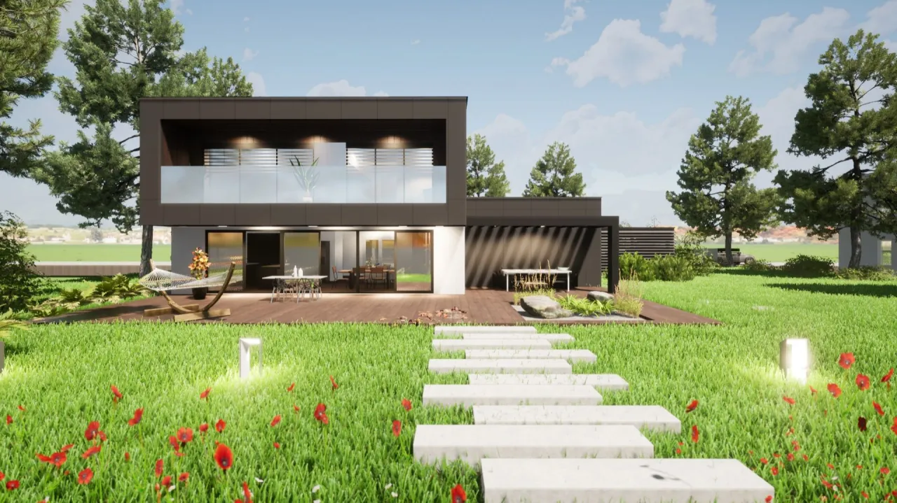 Nowoczesny dom jednorodzinny z ogrodem