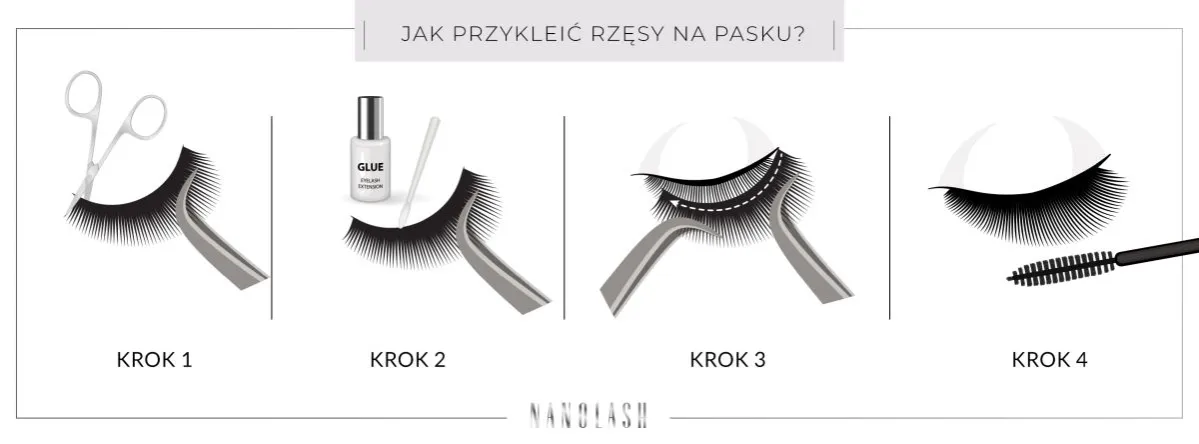 Jak prawidłowo nakładać rzęsy na pasku krok po kroku