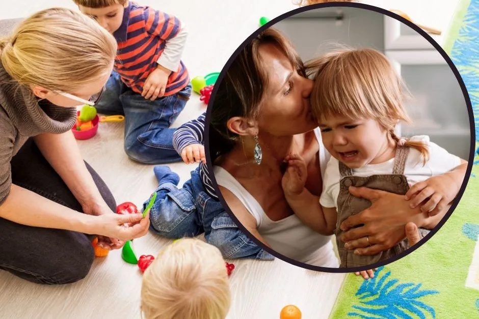 rodzic z dzieckiem na zajęciach adaptacyjnych w przedszkolu
