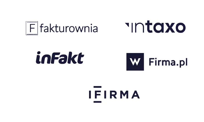 Logo Fakturownia inFakt wFirma Fakturowo iFirma