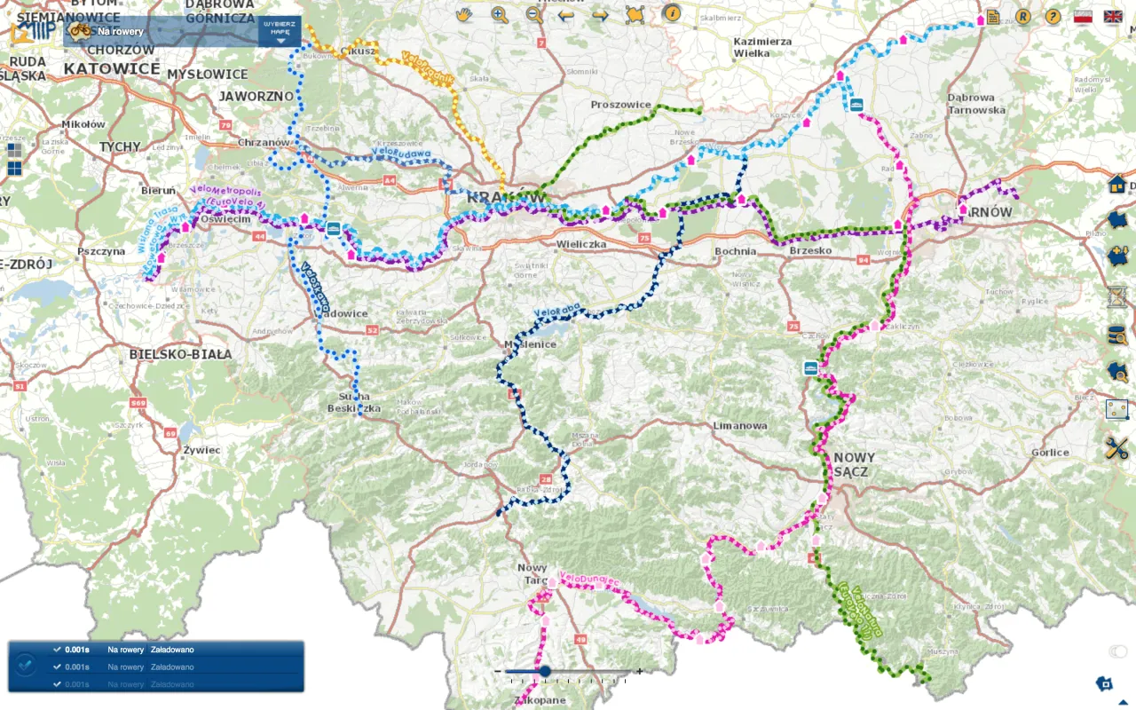 Mapa sieci VeloMałopolska