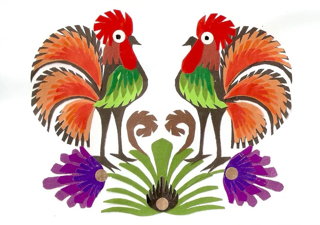 Łowickie wycinanki stroje ludowe