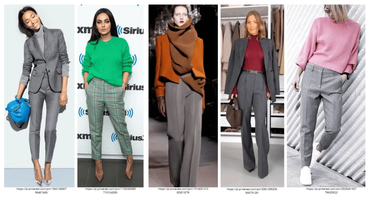 Stylizacje z szarymi spodniami damskie i męskie