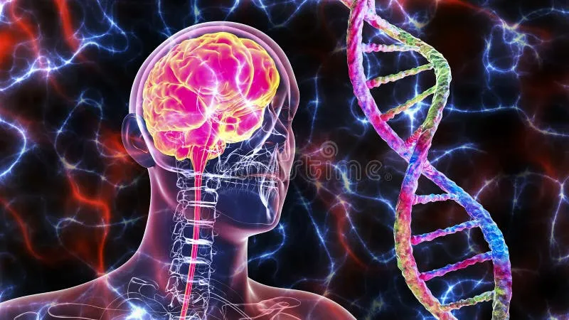 spirala DNA i ludzki mózg grafika koncepcyjna