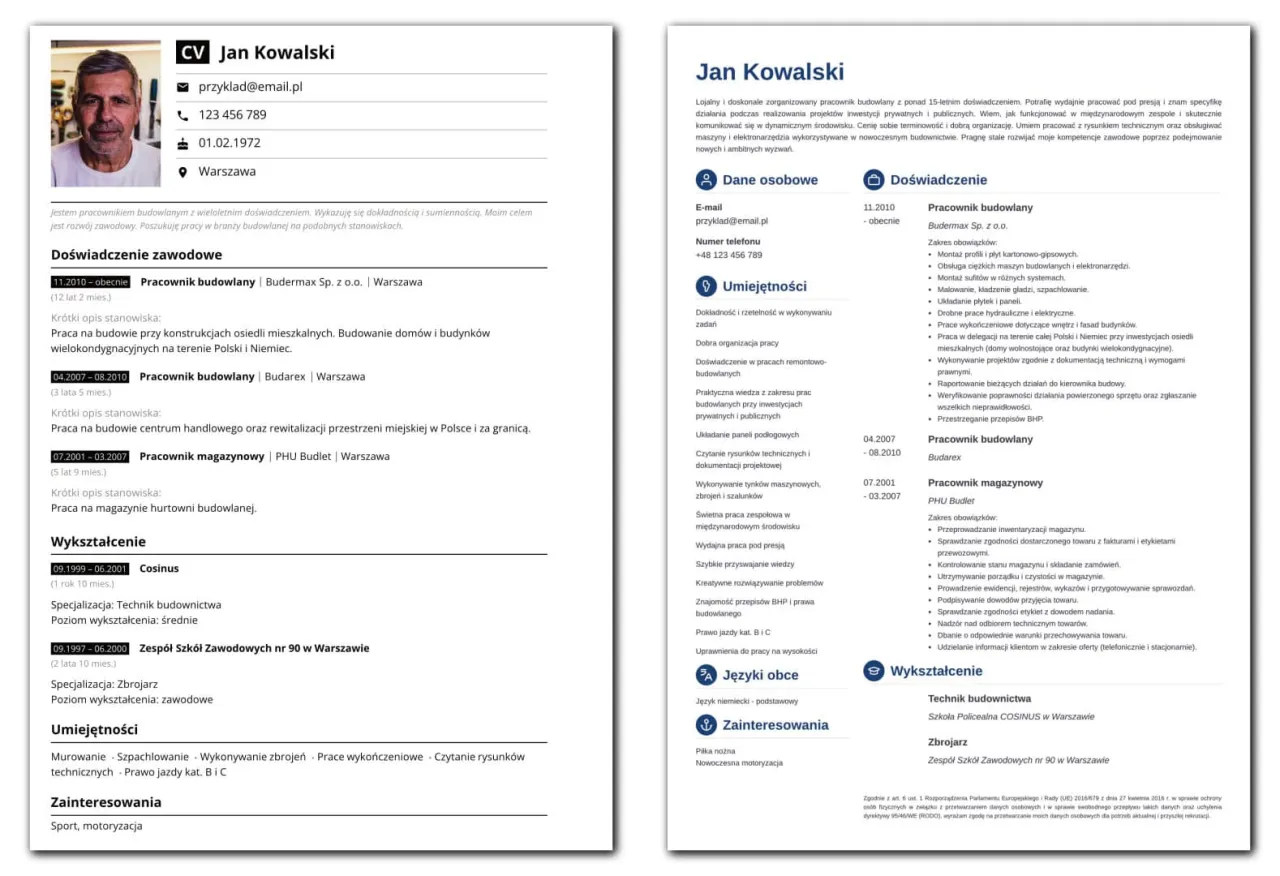 kiedy odręczne cv ma sens praca fizyczna