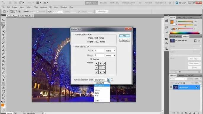 photoshop canvas size ramka krok po kroku