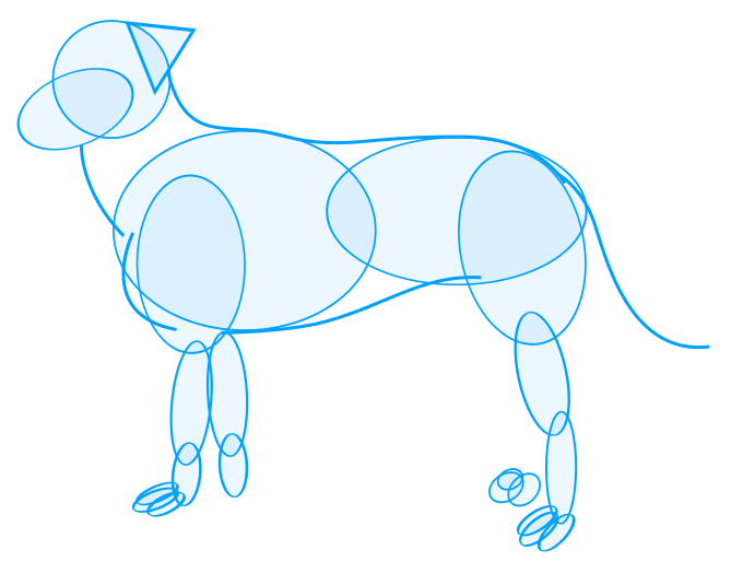 Einfache geometrische Formen f&uuml;r Hund zeichnen