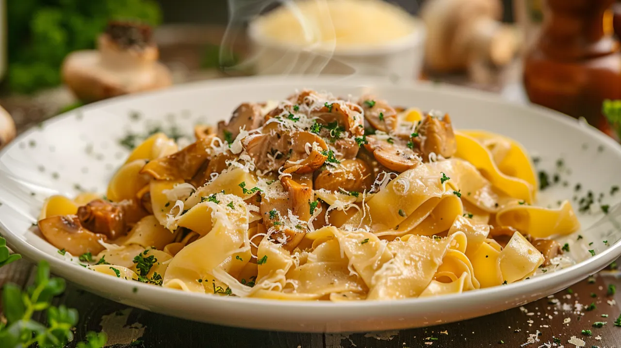 Zdjęcie Papardelle z kurkami - Przepis na makaron z kurkami i sosem