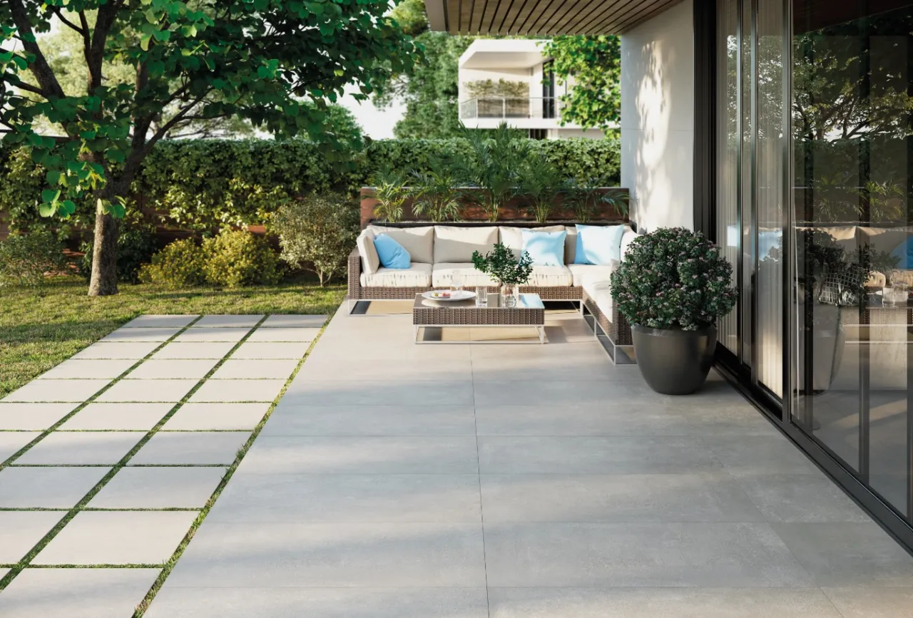 nowoczesny taras gresowy 2cm na wspornikach