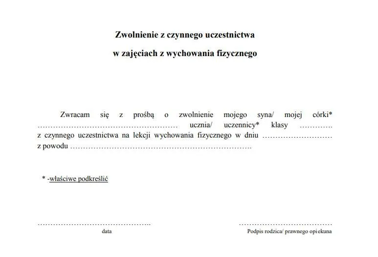Przykłady schorzeń do zwolnienia z WF