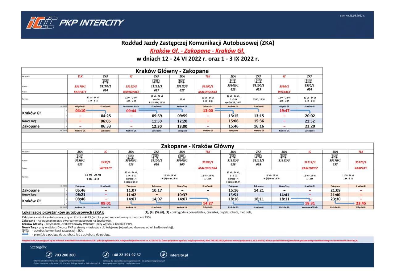 Rozkład jazdy ZKA Kraków - Zakopane. Sprawdź odjazdy z dworca głównego w Krakowie do Zakopanego i Nowego Targu.