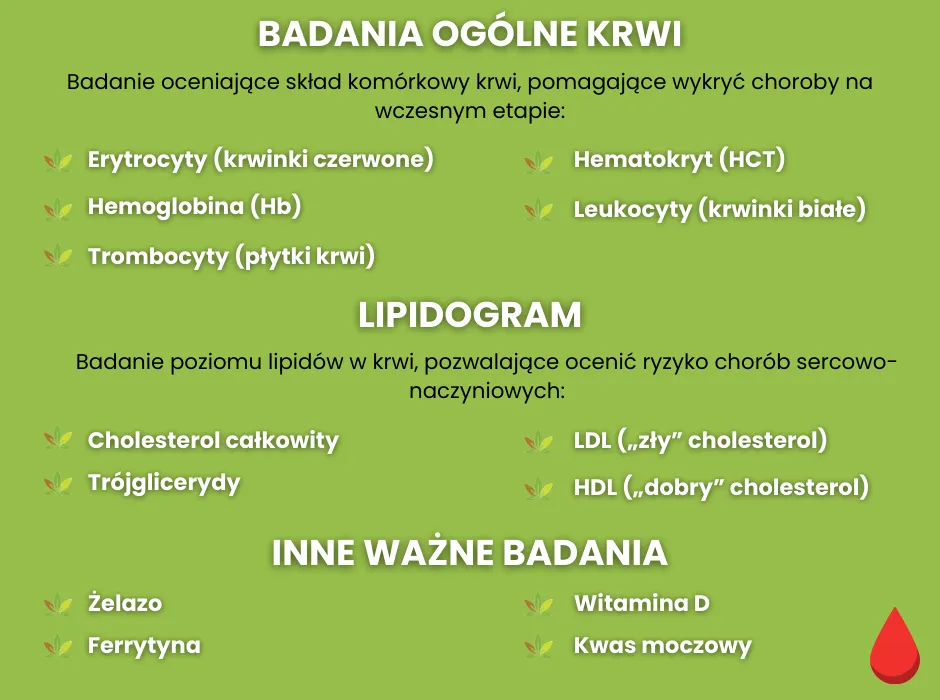 Podstawowe badania krwi dla mężczyzn infografika