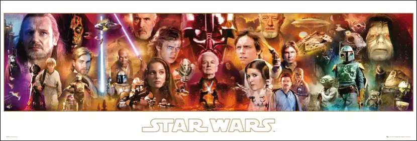 Gwiezdne Wojny postacie i statki kosmiczne kolaż