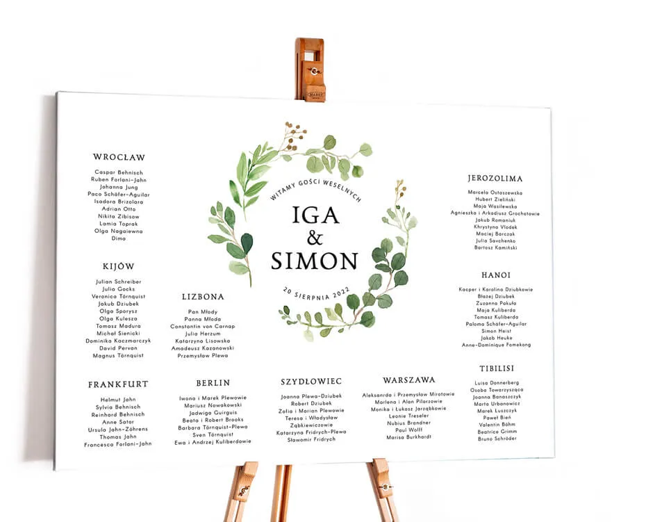 Przykładowy plan usadzenia gości na weselu