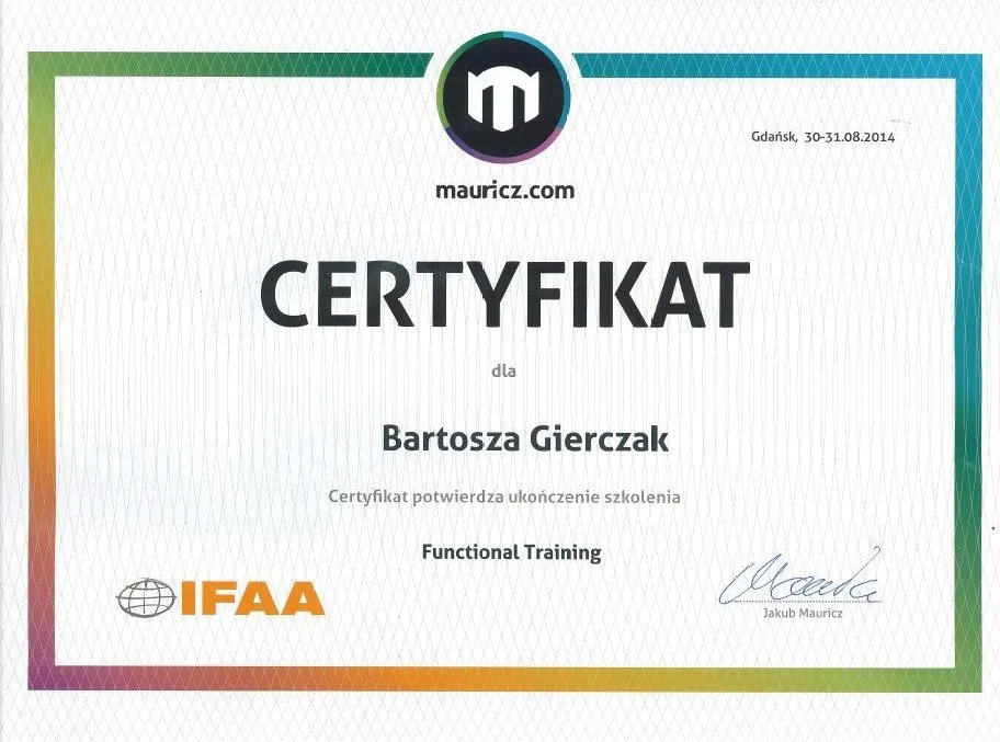 certyfikaty trenera, dyplomy szkoleniowe