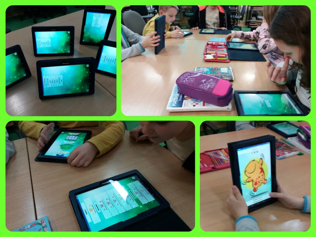 Osoba korzystająca z aplikacji do nauki matematyki na tablecie