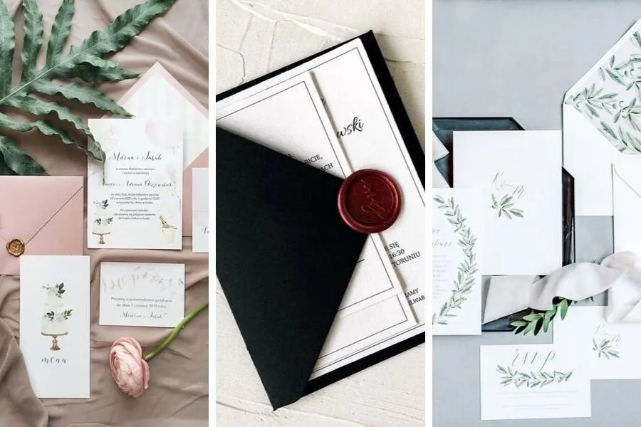 przykłady zaproszeń ślubnych trendy 2024