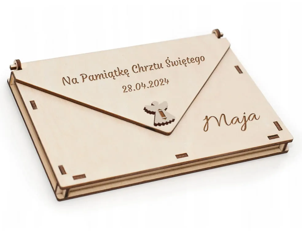 elegancka koperta z pieniędzmi na prezent na chrzest