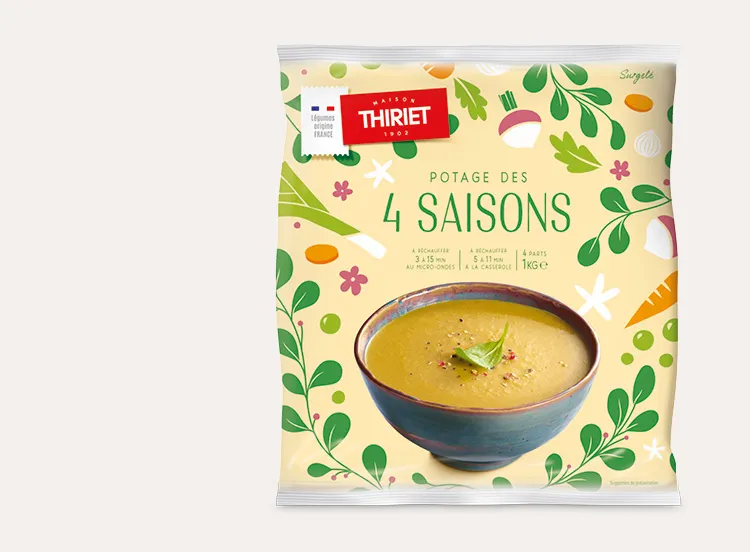 Soupe congelée dans des contenants