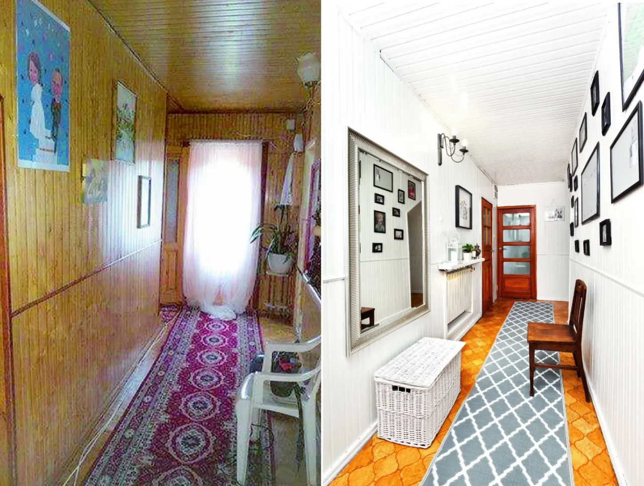 Wąski przedpok&oacute;j przed i po metamorfozie