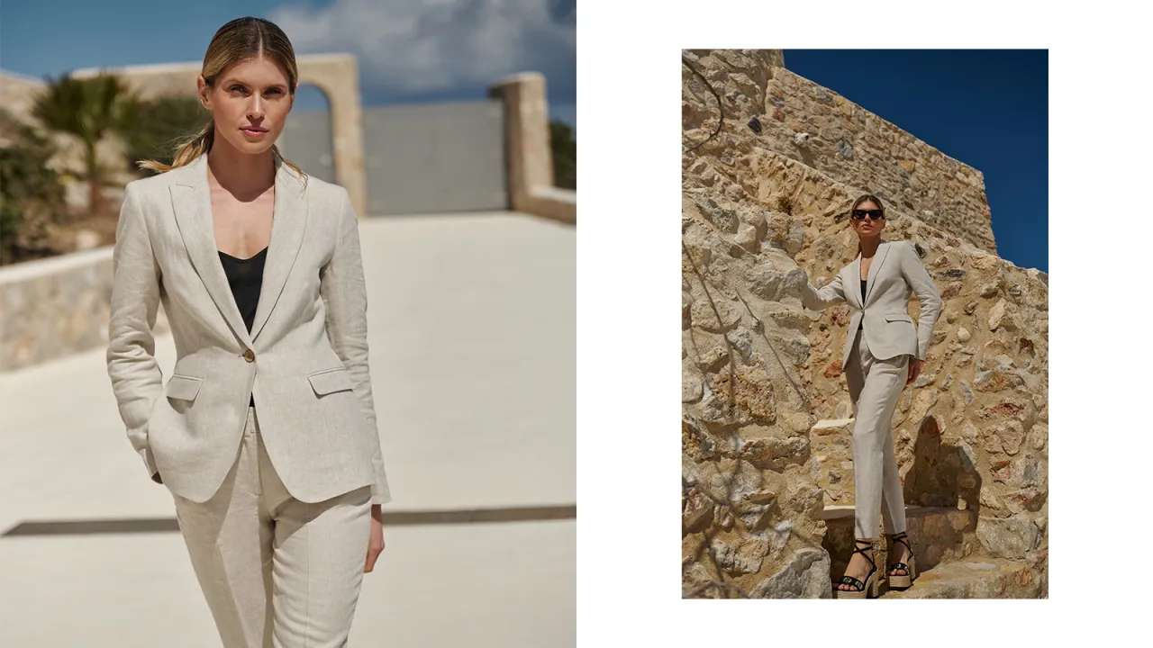 Beżowe spodnie stylizacje casual smart casual eleganckie