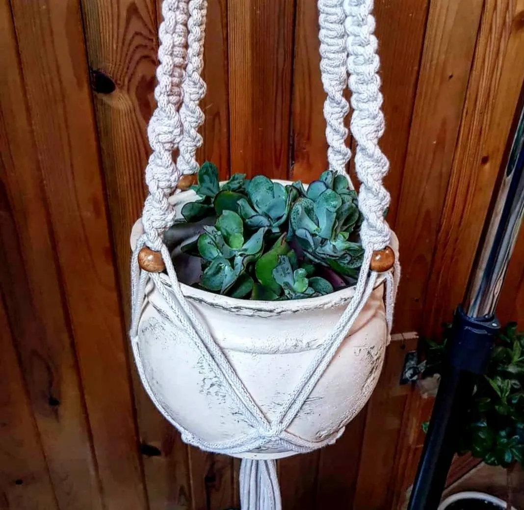 materiały do makramy kwietnik sznurek koraliki