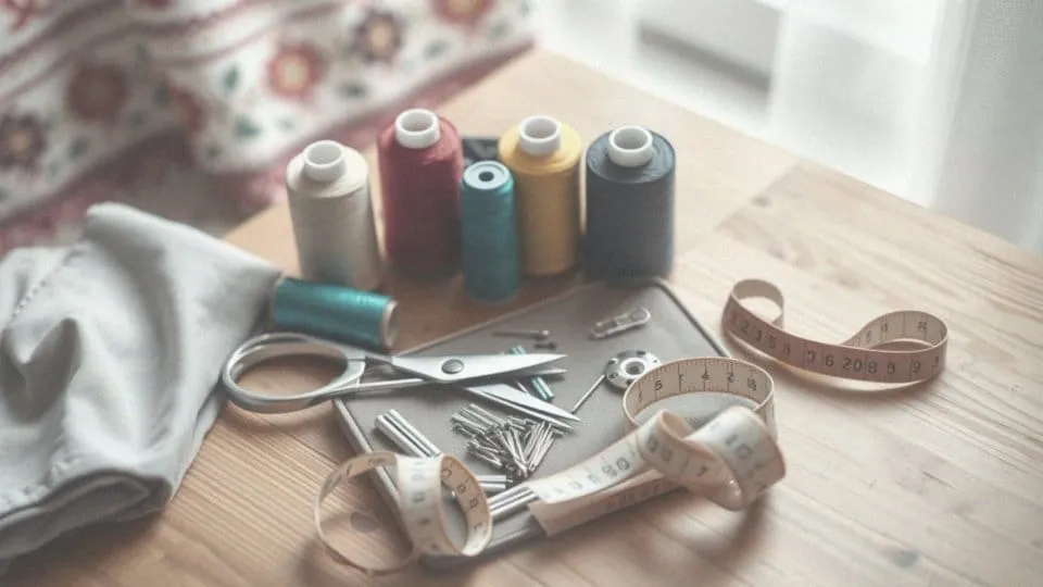 warsztat krawiecki, narzędzia do szycia, materiały do spódnicy