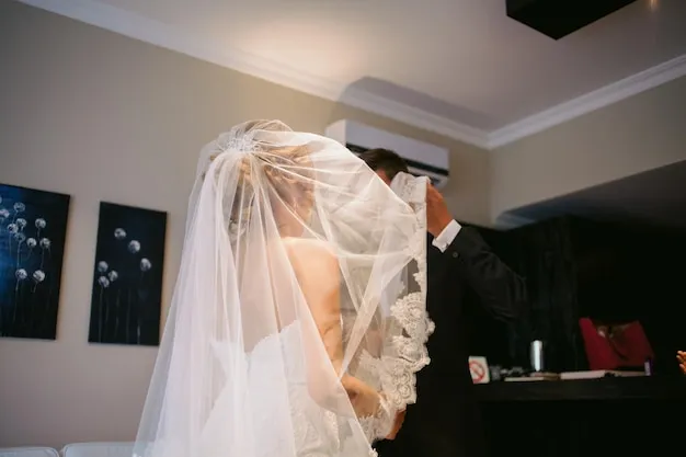 pan młody widzi pannę młodą w sukni ślubnej po raz pierwszy