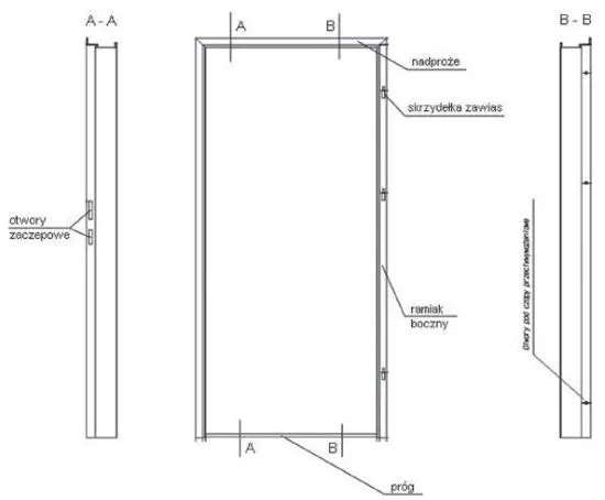 schemat wymiarowania zawias&oacute;w drzwiowych