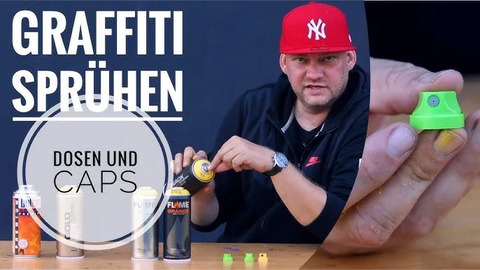 Auswahl von Graffiti Spr&uuml;hdosen und Caps f&uuml;r Anf&auml;nger
