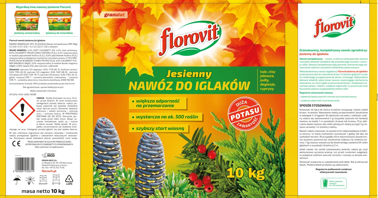 etykieta nawozu jesiennego do iglak&oacute;w
