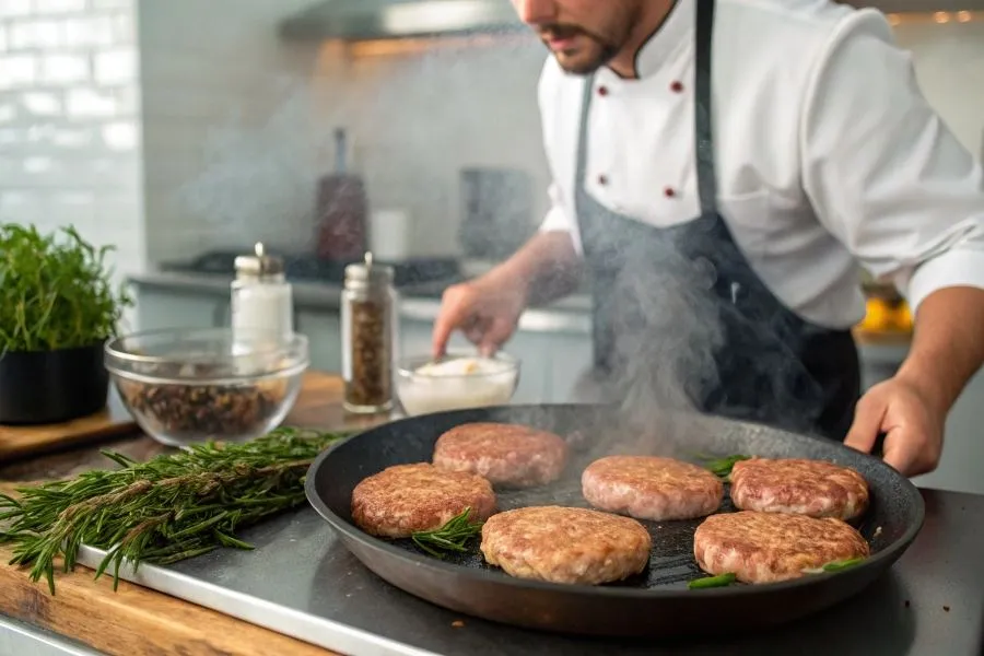 formowanie kotleta burgerowego z wgłębieniem