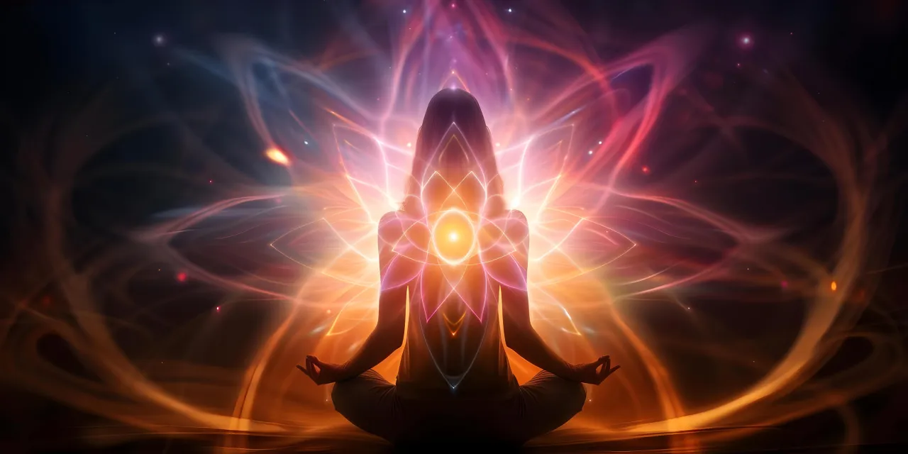 kobieta medytująca czakra sakralna pomarańczowe światło