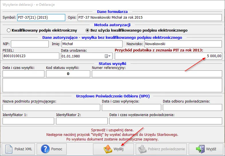 dostarczenie PIT-11 metody