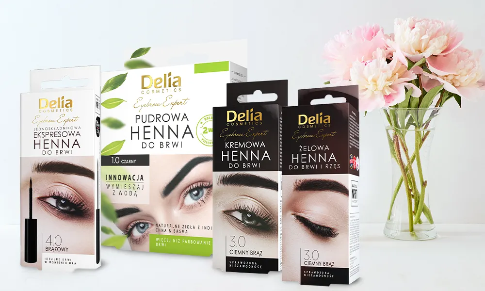 Rodzaje henny Delia do brwi porównanie opakowań