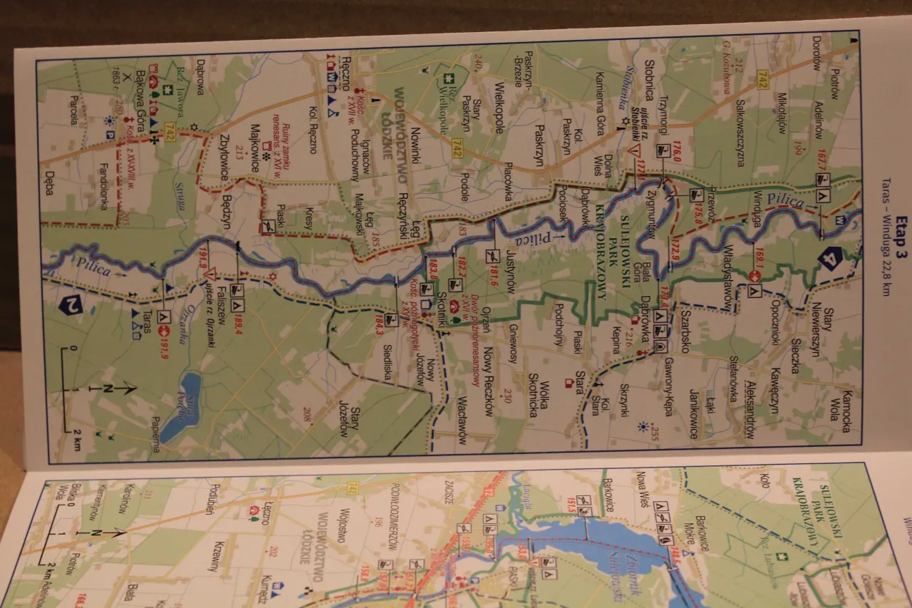 mapa rzeki Pilica trasy kajakowe